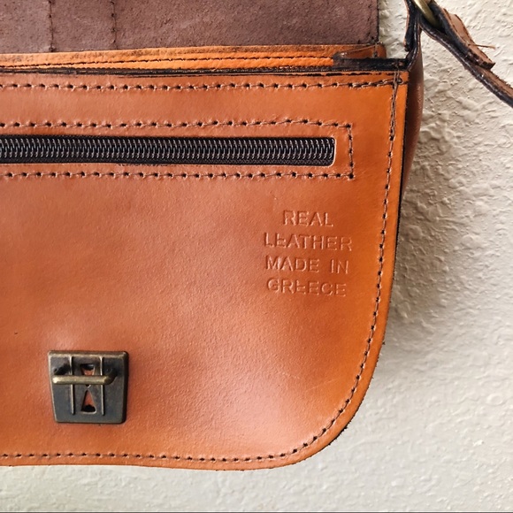Vintage Leather Purse Crossbody Handmade Greece - Picture 4 of 8